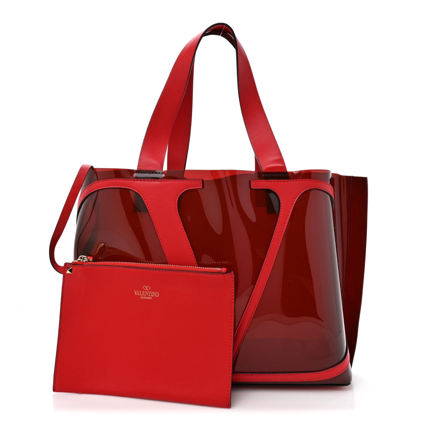 Valentino Garavani PVC Vlogo Small Escape Tote Red 1813050