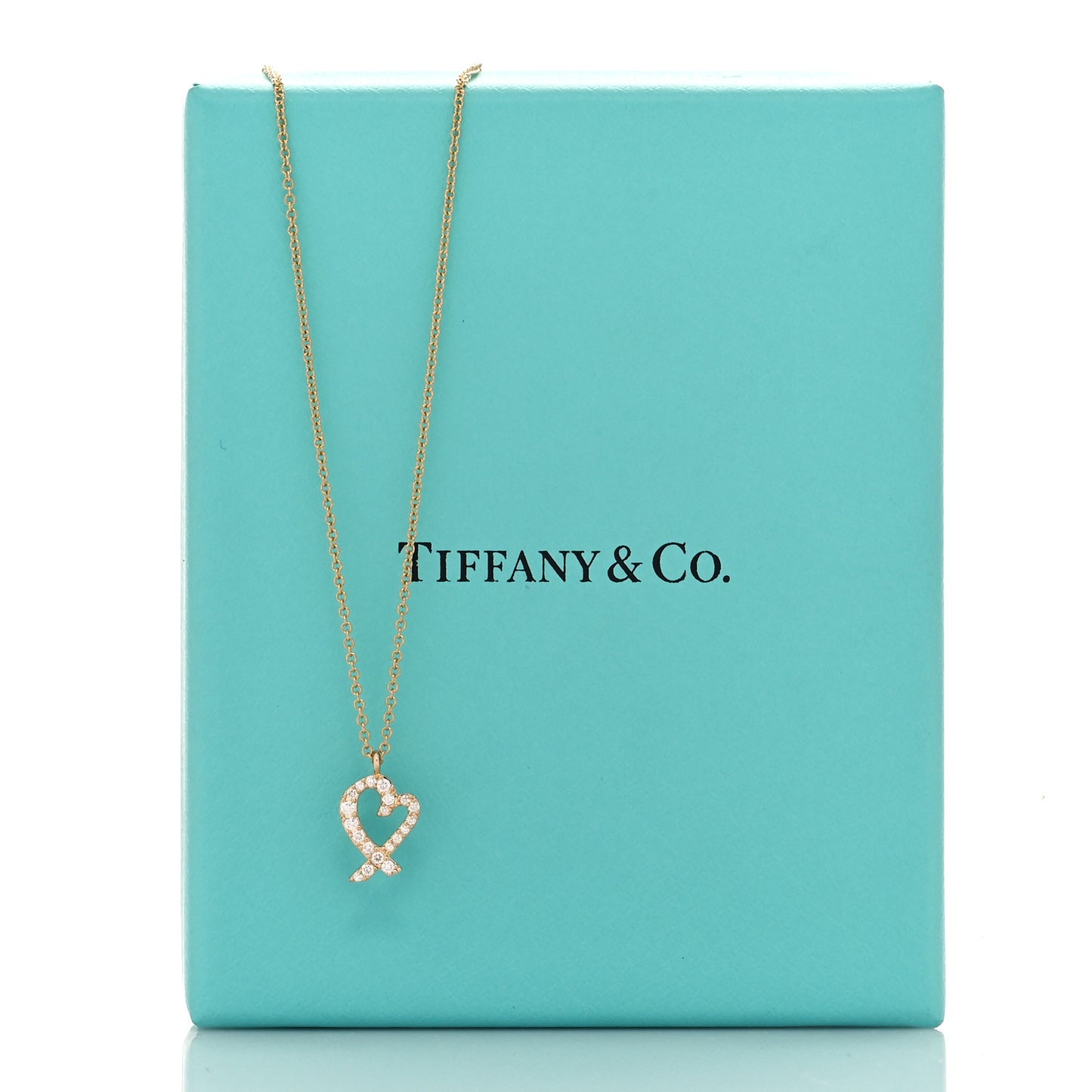18K Rose Gold Diamond Mini Paloma Picasso Loving Heart Pendant Necklace