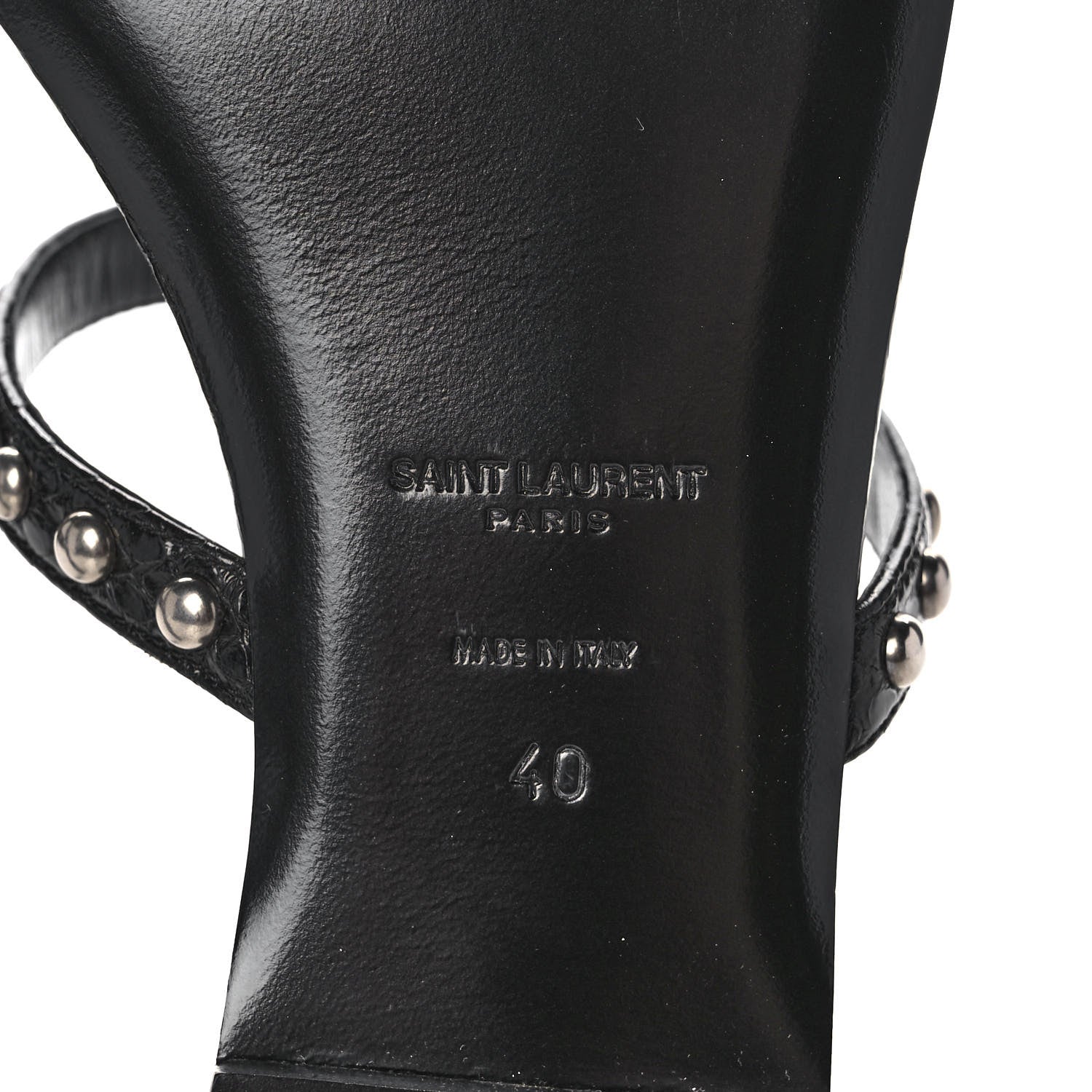 Saint Laurent Snakeskin Embossed Studded Gia Sandals 40 Black 6 of 8