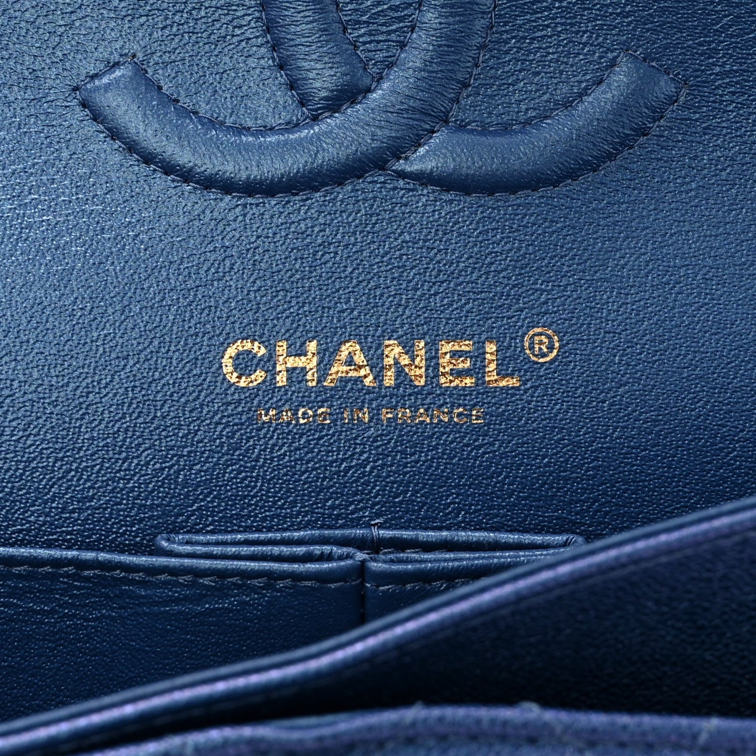 Chanel Iridescent Caviar Quilted Medium Double Flap Dark Blue 6 of 10
