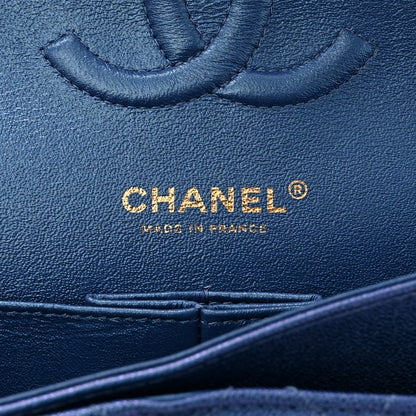 Chanel Iridescent Caviar Quilted Medium Double Flap Dark Blue 6 of 10