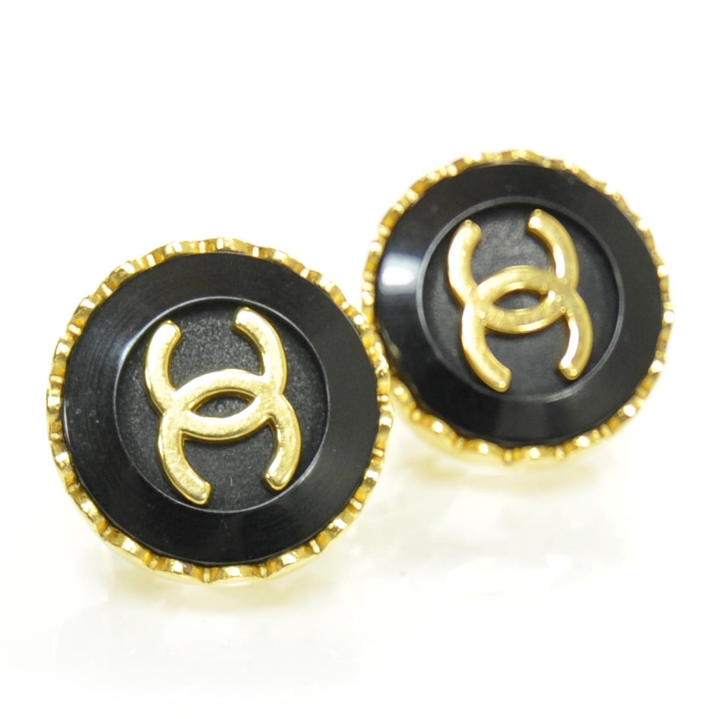 CC Clip On Earrings Black and Gold 96P