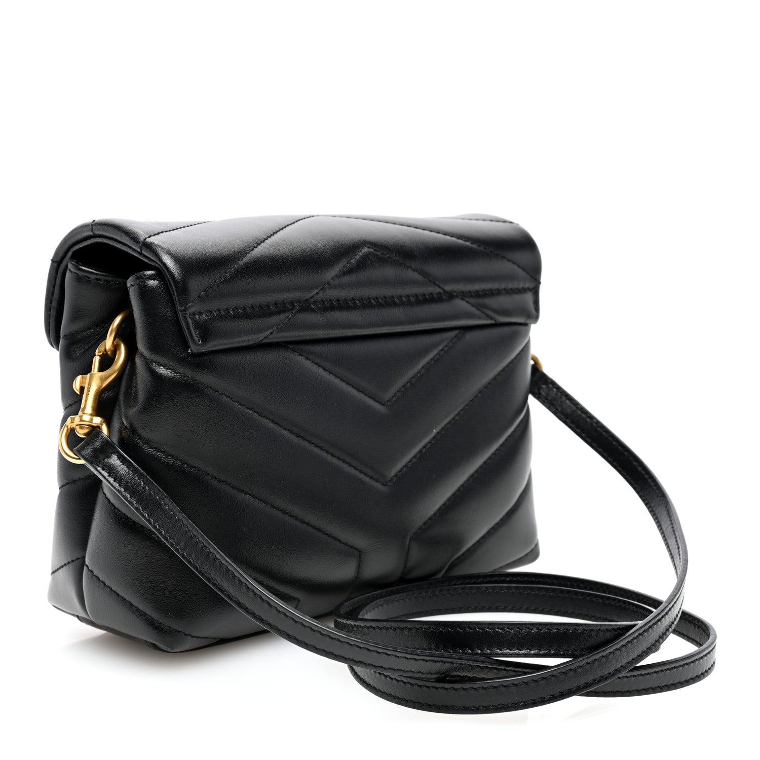 Saint Laurent Calfskin Y Quilted Monogram Toy Loulou Crossbody Bag Black 3 of 10