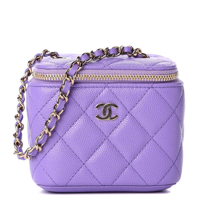 Chanel Caviar Quilted Mini Vanity Case With Chain Purple 1 of 9