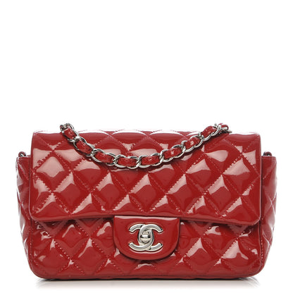 Chanel Patent Calfskin Quilted Mini Rectangular Flap Red 1 of 7