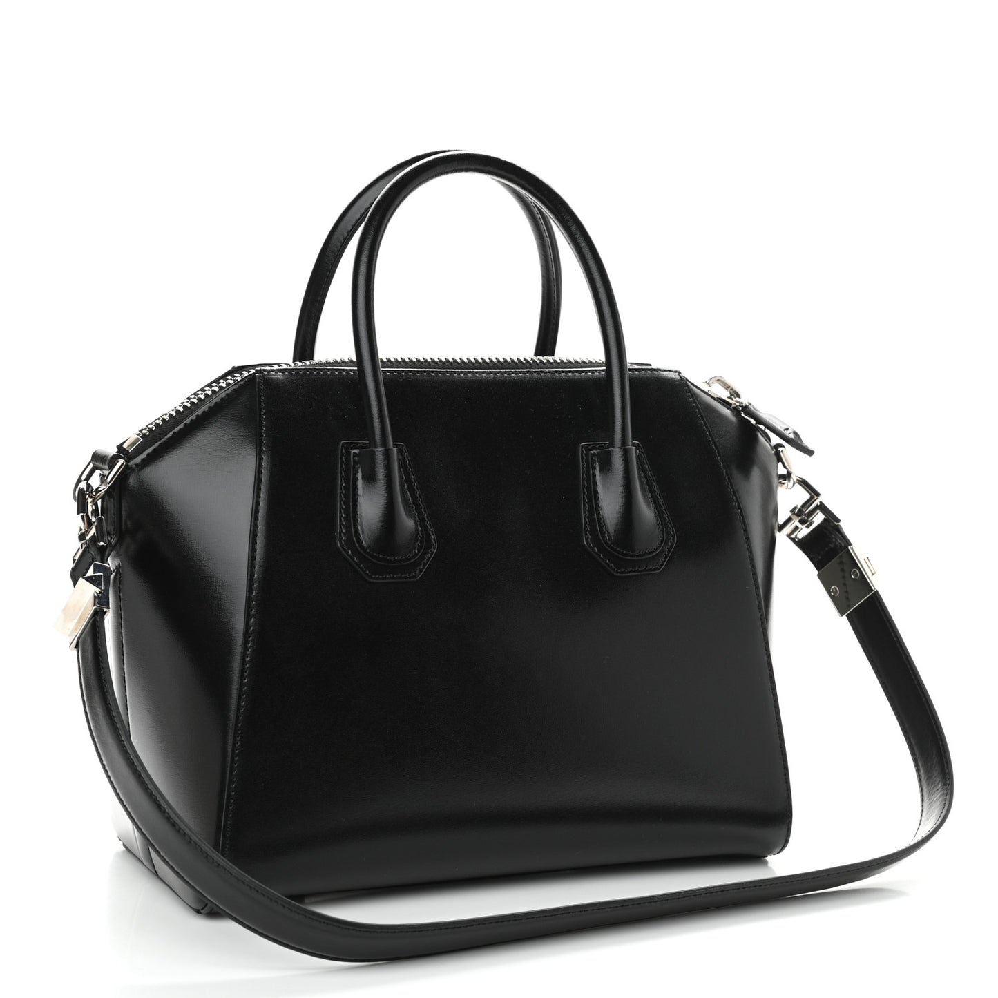 Shiny Lord Calfskin Small Antigona Black