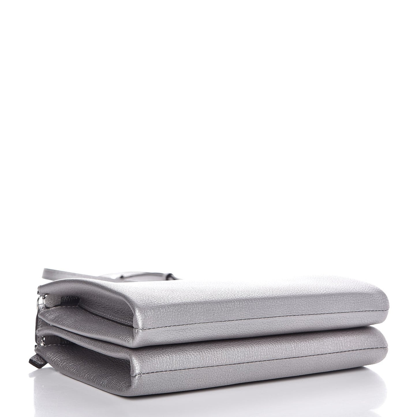 Grained Calfskin Milla Double Crossbody Bag Spike Silver