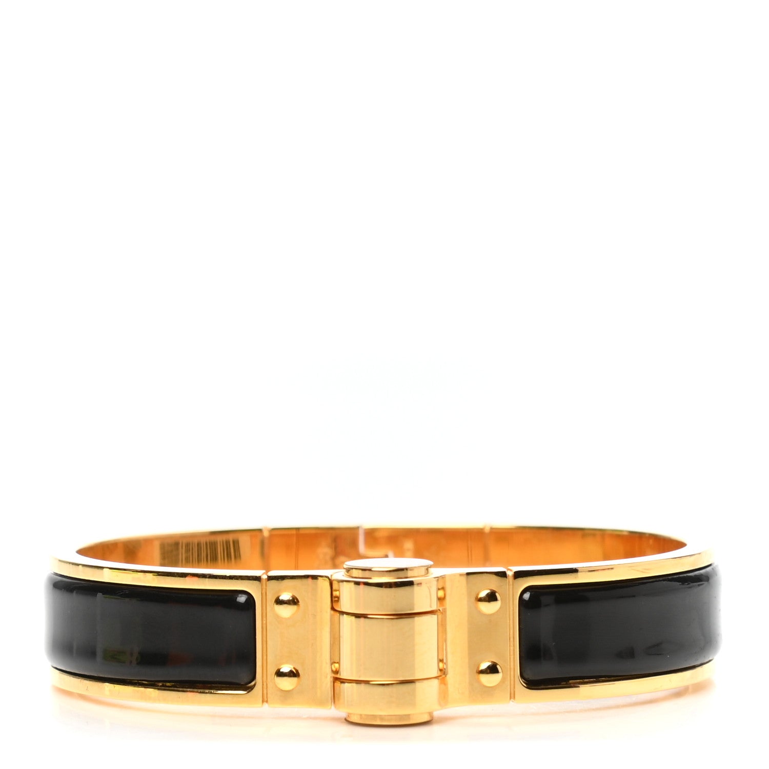 Hermes Enamel Charniere Uni Narrow Hinged Bracelet S Black 1 of 5