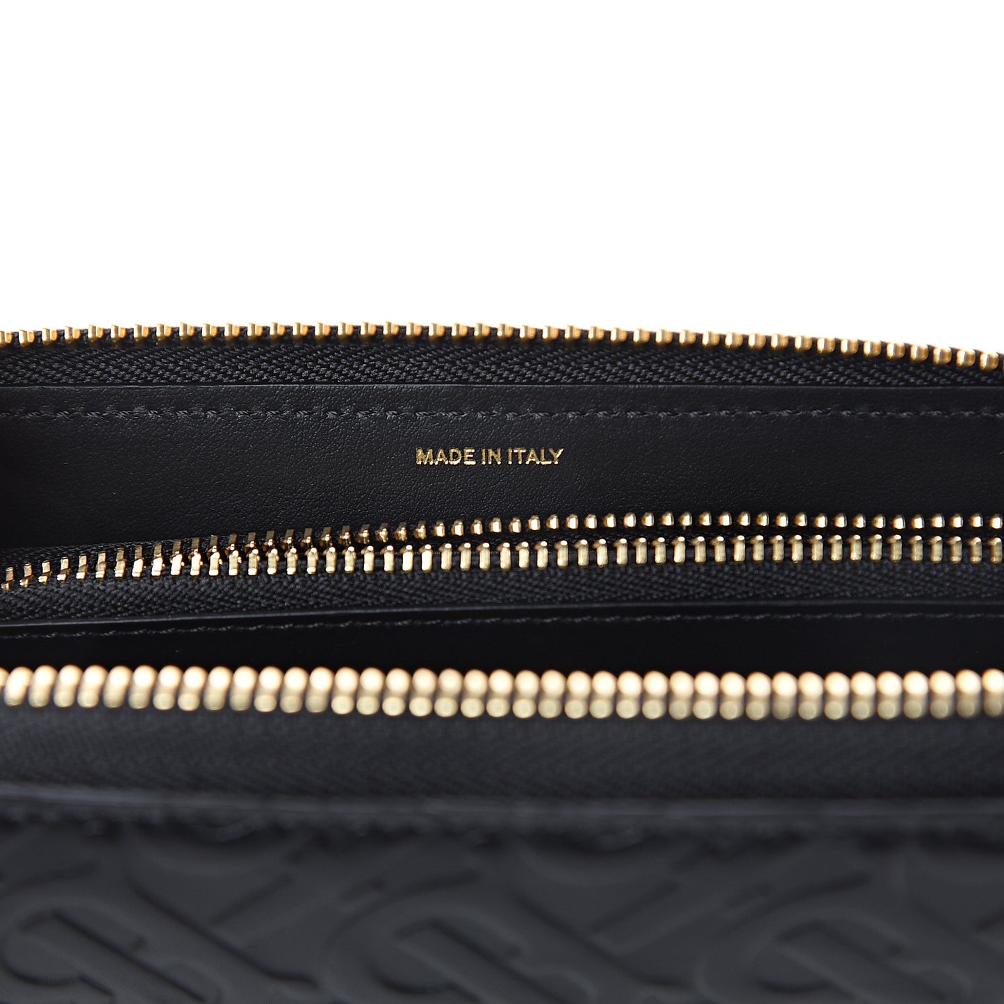 Calfskin Embossed Monogram Zip Around Wallet Black