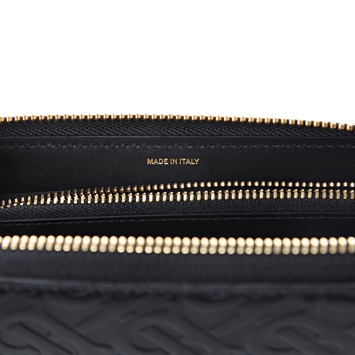 Burberry Calfskin Embossed Monogram Zip Around Wallet Black 6 of 6