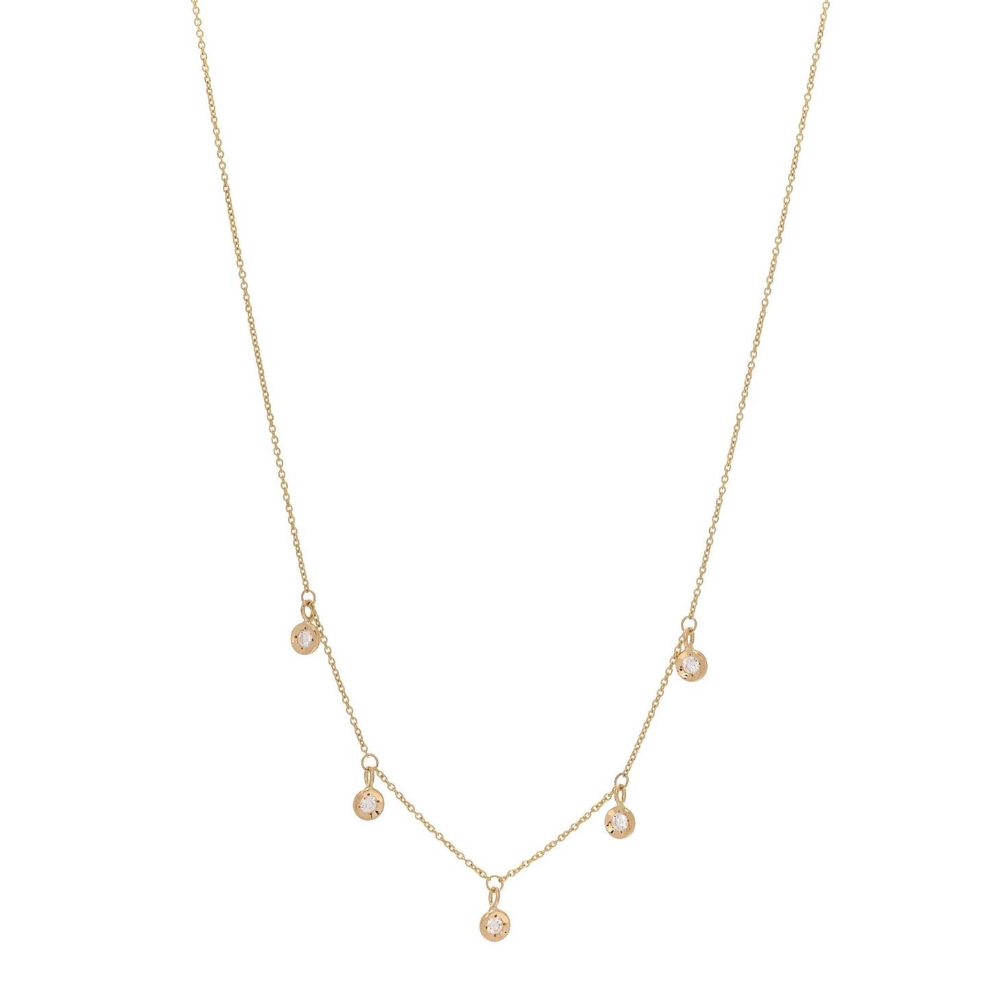 18K Yellow Gold Diamond Diamonds By The Inch Dangling Five Station Necklace