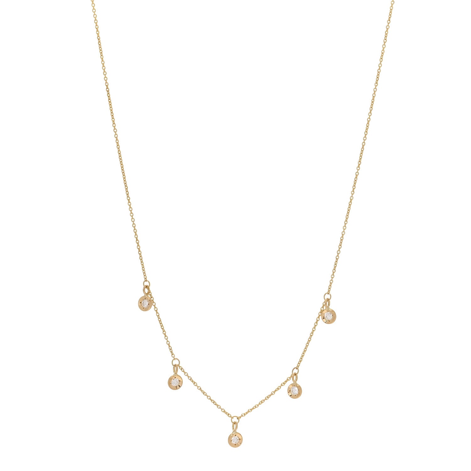 Roberto Coin 18K Yellow Gold Diamond Diamonds By The Inch Dangling Five Station Necklace 1 of 6
