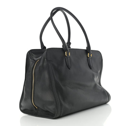 Alexander McQueen Pebbled Calfskin Large Skull Padlock Zip Around Tote Black 2 of 15