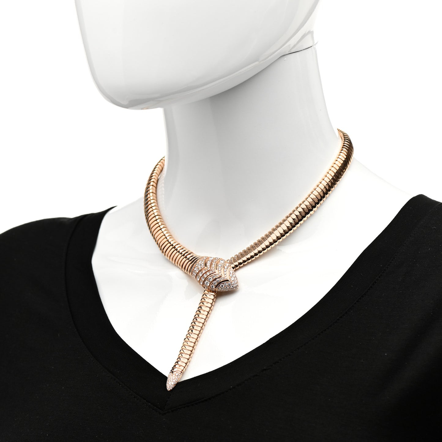 18K Rose Gold Diamond Serpenti Tubogas Necklace