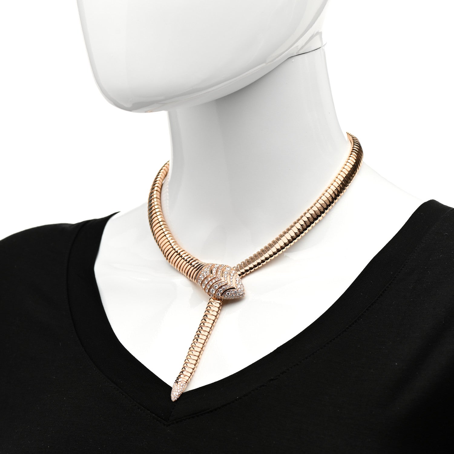 Bulgari 18K Rose Gold Diamond Serpenti Tubogas Necklace 2 of 6