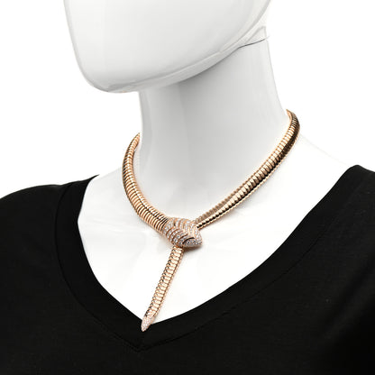 Bulgari 18K Rose Gold Diamond Serpenti Tubogas Necklace 2 of 6