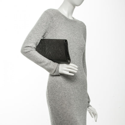 Saint Laurent Metallic Textured Large Belle De Jour Clutch Dark Silver 2 of 8