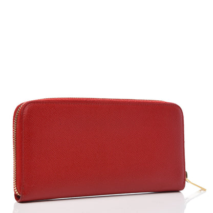 Saint Laurent Grain De Poudre Monogram Zip Around Wallet Red 3 of 10