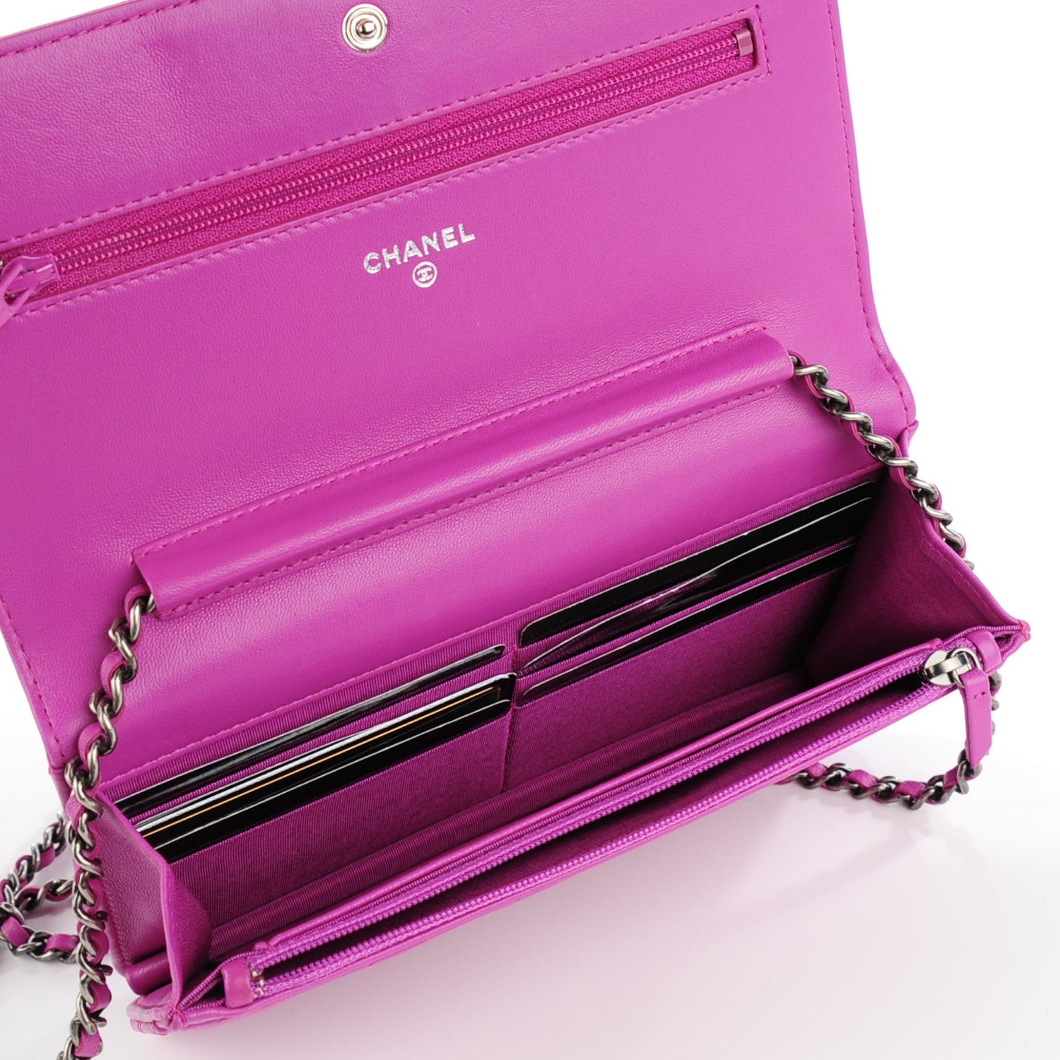 Chanel Lambskin Quilted Boy Wallet On Chain WOC Purple 5 of 8