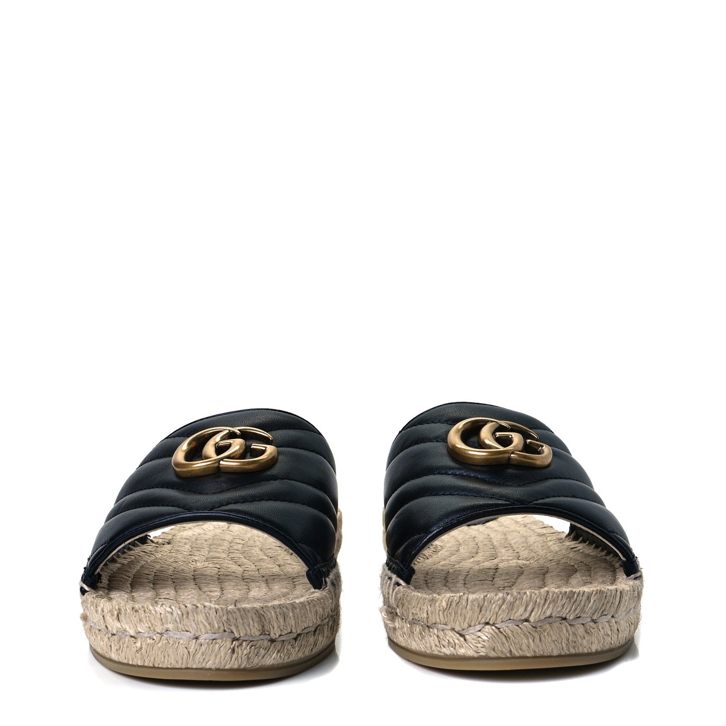 Nappa Matelasse GG Marmont Espadrille Slide Sandals 39 Black