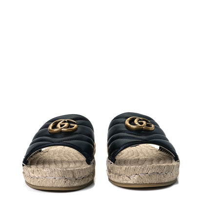 Gucci Nappa Matelasse GG Marmont Espadrille Slide Sandals 39 Black 3 of 10