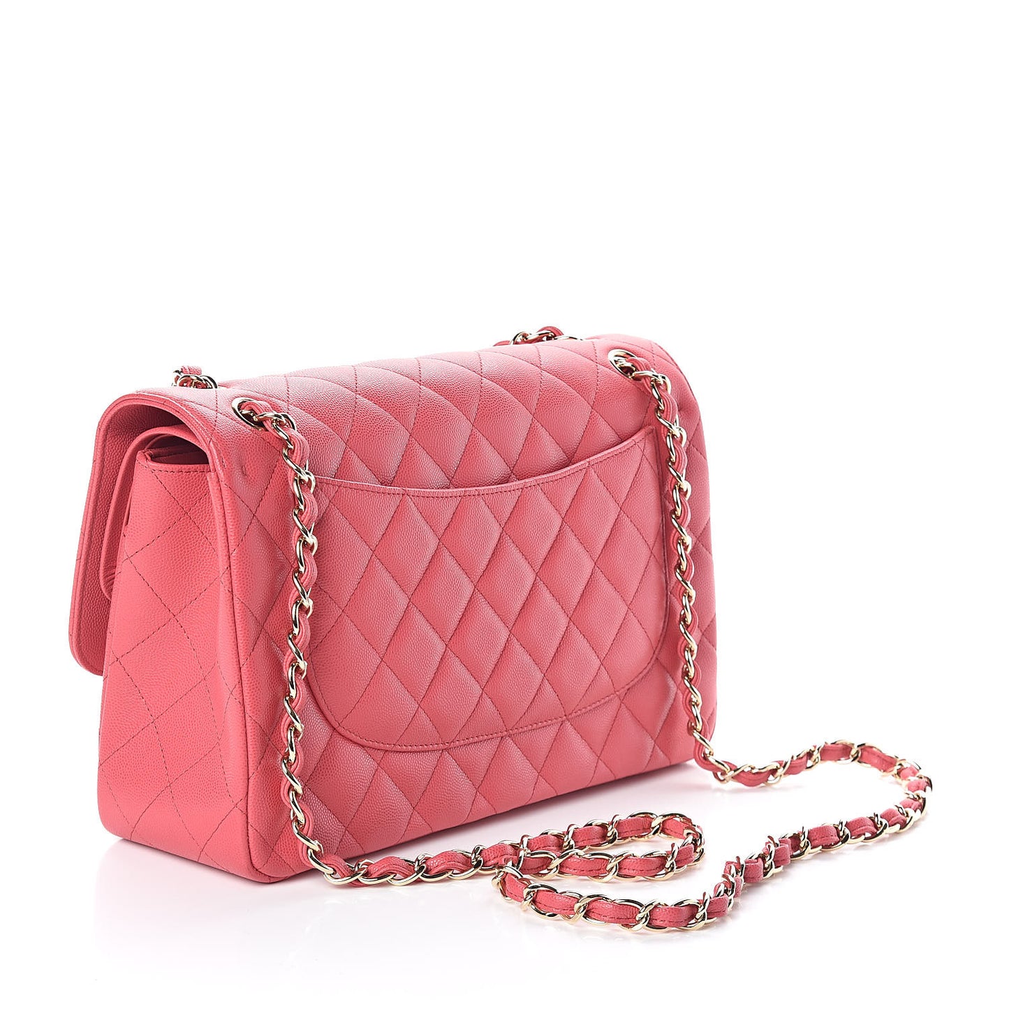 Caviar Quilted Jumbo Double Flap Dark Pink