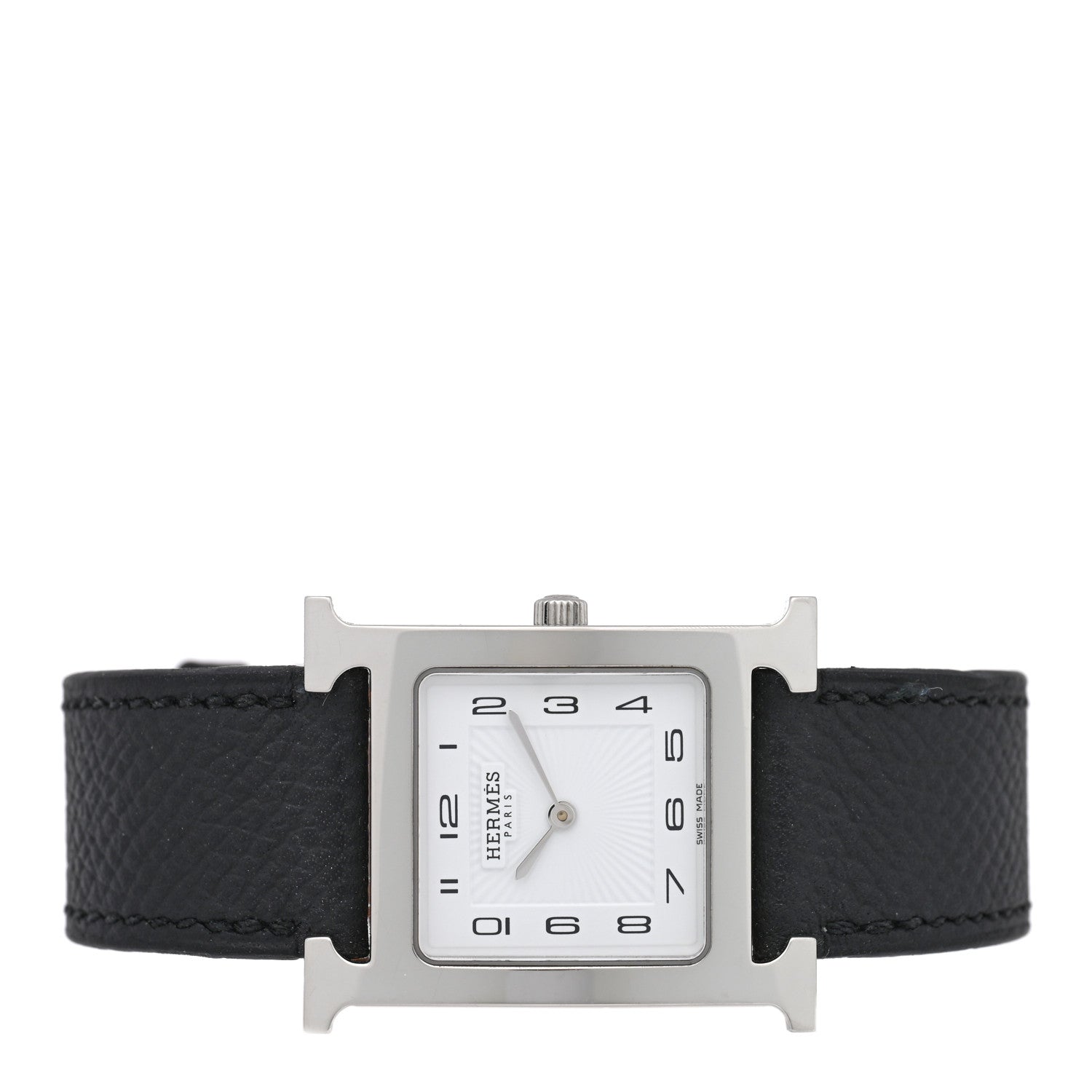 Hermes Stainless Steel Epsom 26mm Heure H Hour Quartz Watch Noir 2 of 5