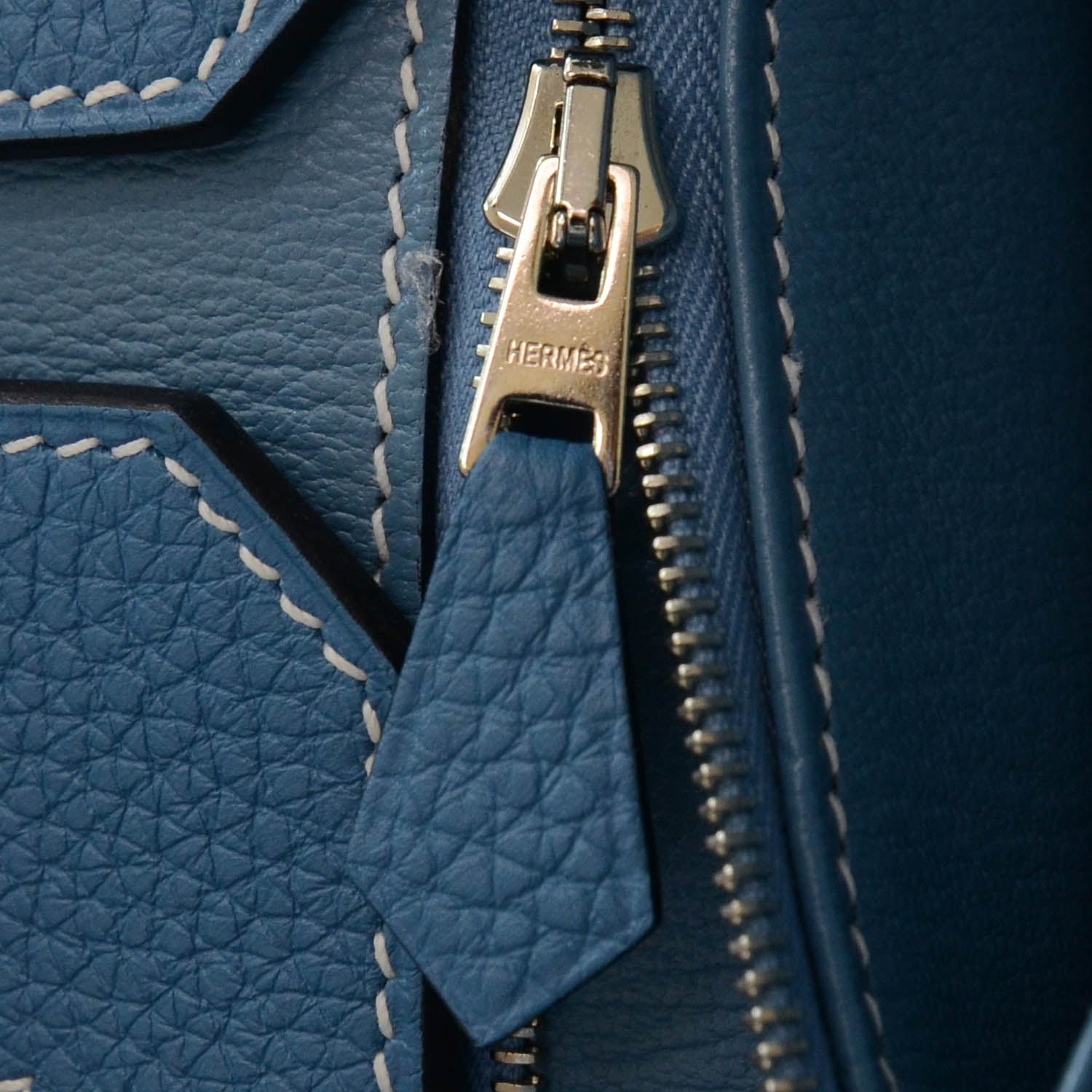 Hermes Taurillon Clemence Birkin 35 Blue Jean 7 of 8