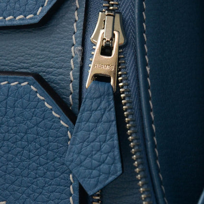 Hermes Taurillon Clemence Birkin 35 Blue Jean 7 of 8