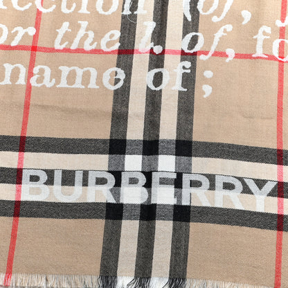 Burberry Cashmere Love and Check Scarf Archive Beige 3 of 4