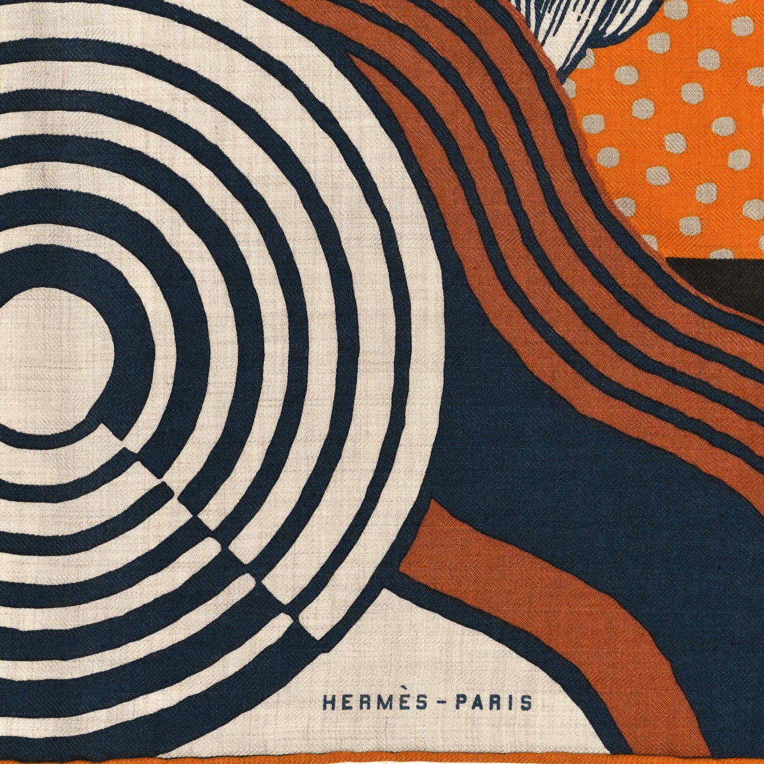 Hermes Cashmere Silk Cheval Vague Giant Pointe Triangle Scarf Caramel Bleu Naturel 2 of 3