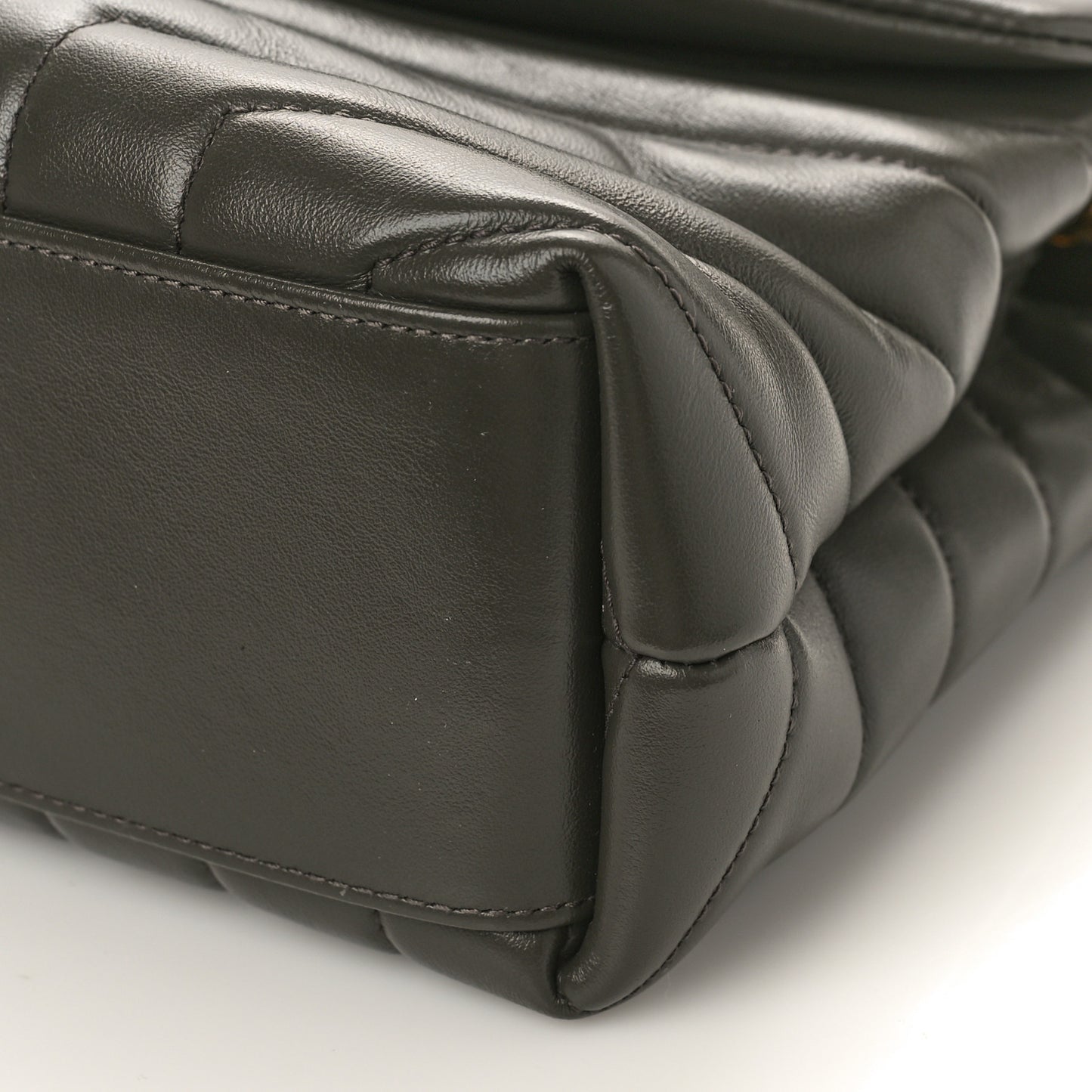 Calfskin Y Quilted Monogram Small Loulou Chain Satchel Grey Khaki