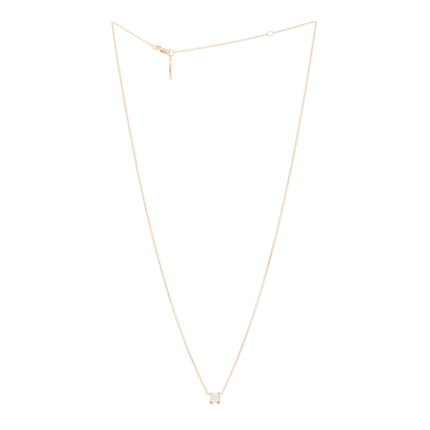 18K Pink Gold Diamond .24ct C De Cartier Pendant Necklace