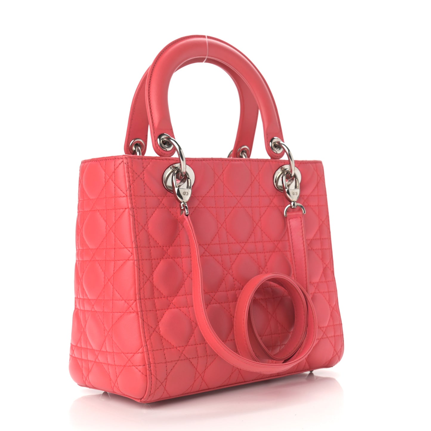 Lambskin Cannage Medium Lady Dior Coral