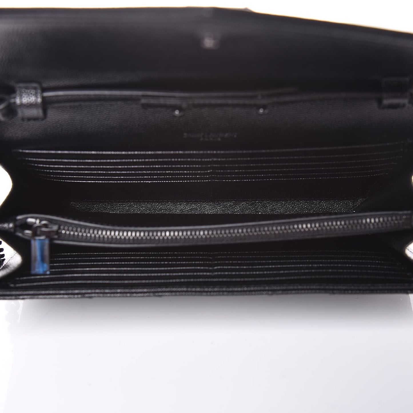 Grain De Poudre Matelasse Chevron Monogram Chain Wallet Black