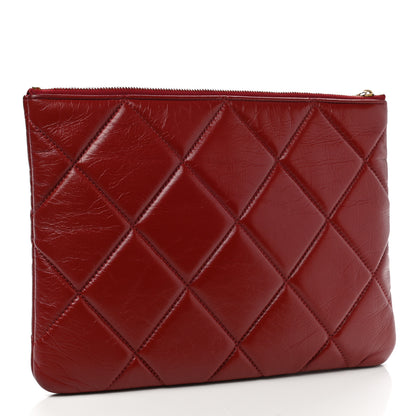 Chanel Shiny Lambskin Quilted CC Large Cosmetic Case Red 3 of 7
