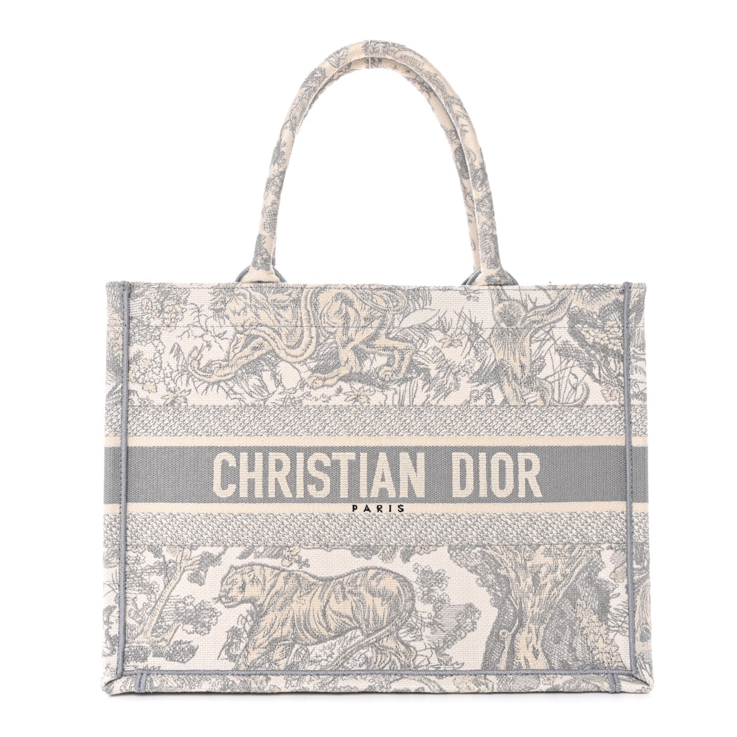 Canvas Embroidered Medium Dioriviera Toile De Jouy Book Tote Gray