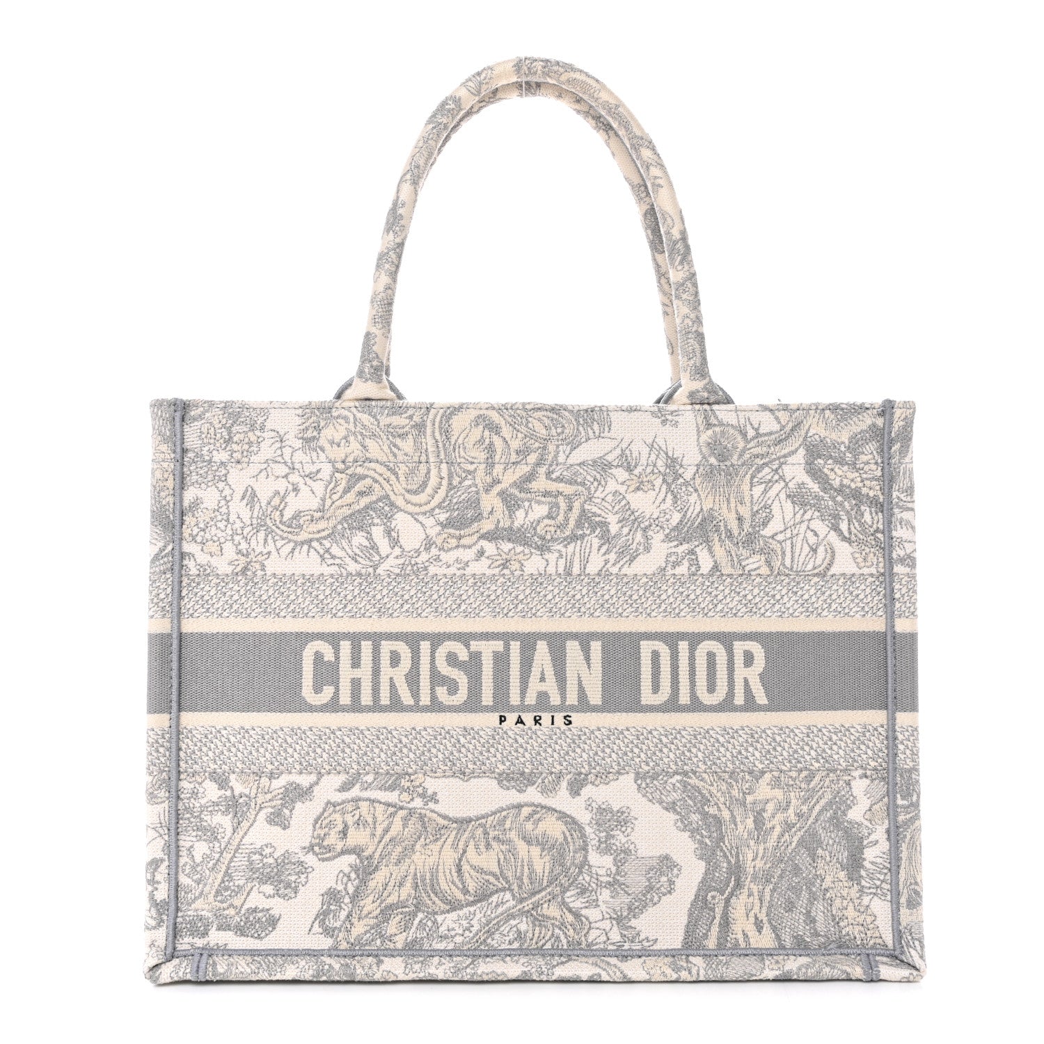 Christian Dior Canvas Embroidered Medium Dioriviera Toile De Jouy Book Tote Gray 1 of 14