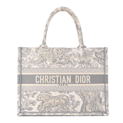 Christian Dior Canvas Embroidered Medium Dioriviera Toile De Jouy Book Tote Gray 1 of 14
