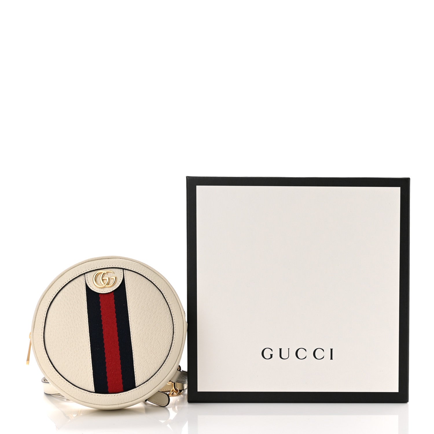 Gucci Textured Calfskin Web Mini Ophidia Round Backpack Mystic White 11 of 11