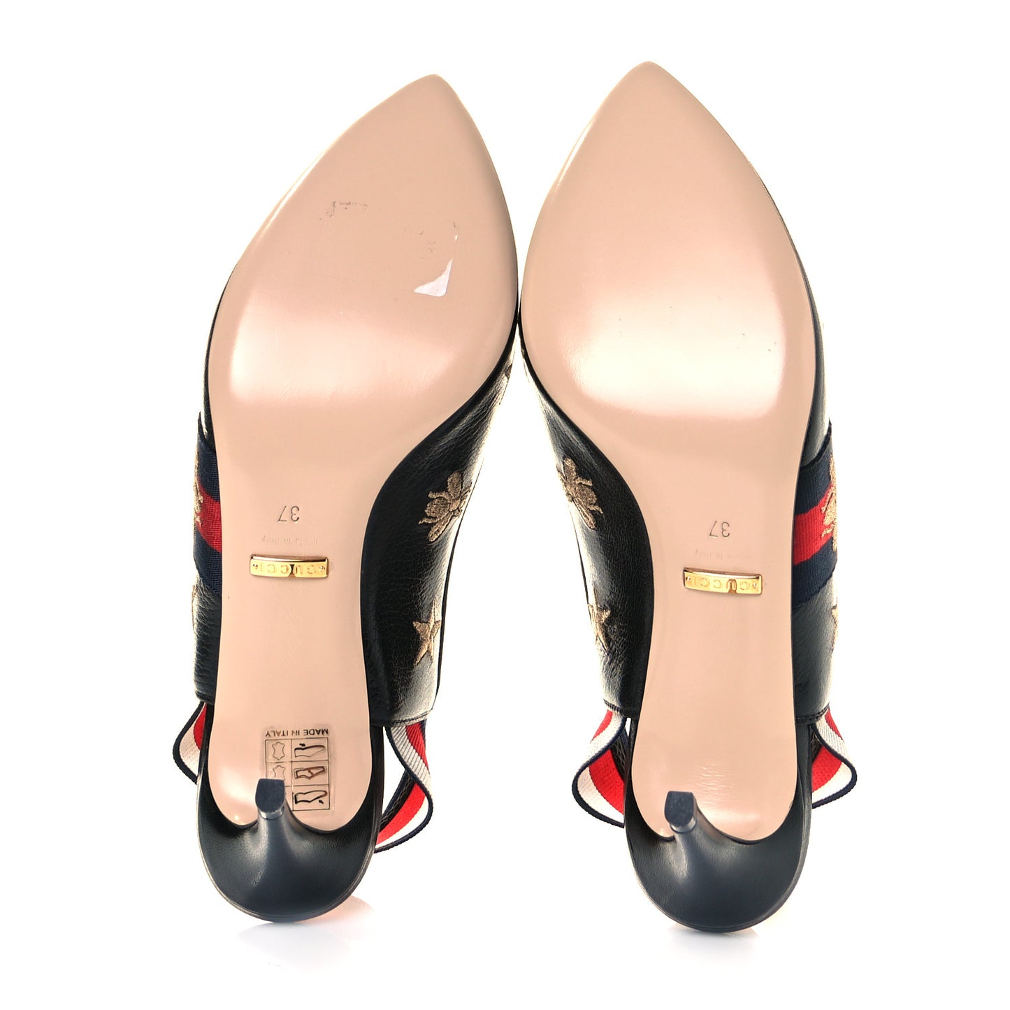 Malaga Kid Web Bee Star Embroidered Sylvie High Heel Slingback Pumps 37 Black