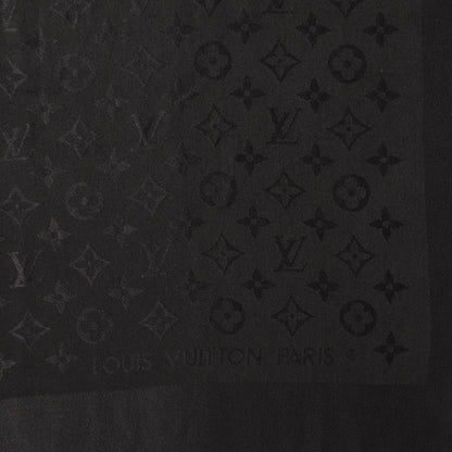 Louis Vuitton Silk Wool Monogram Shawl Black 4 of 6