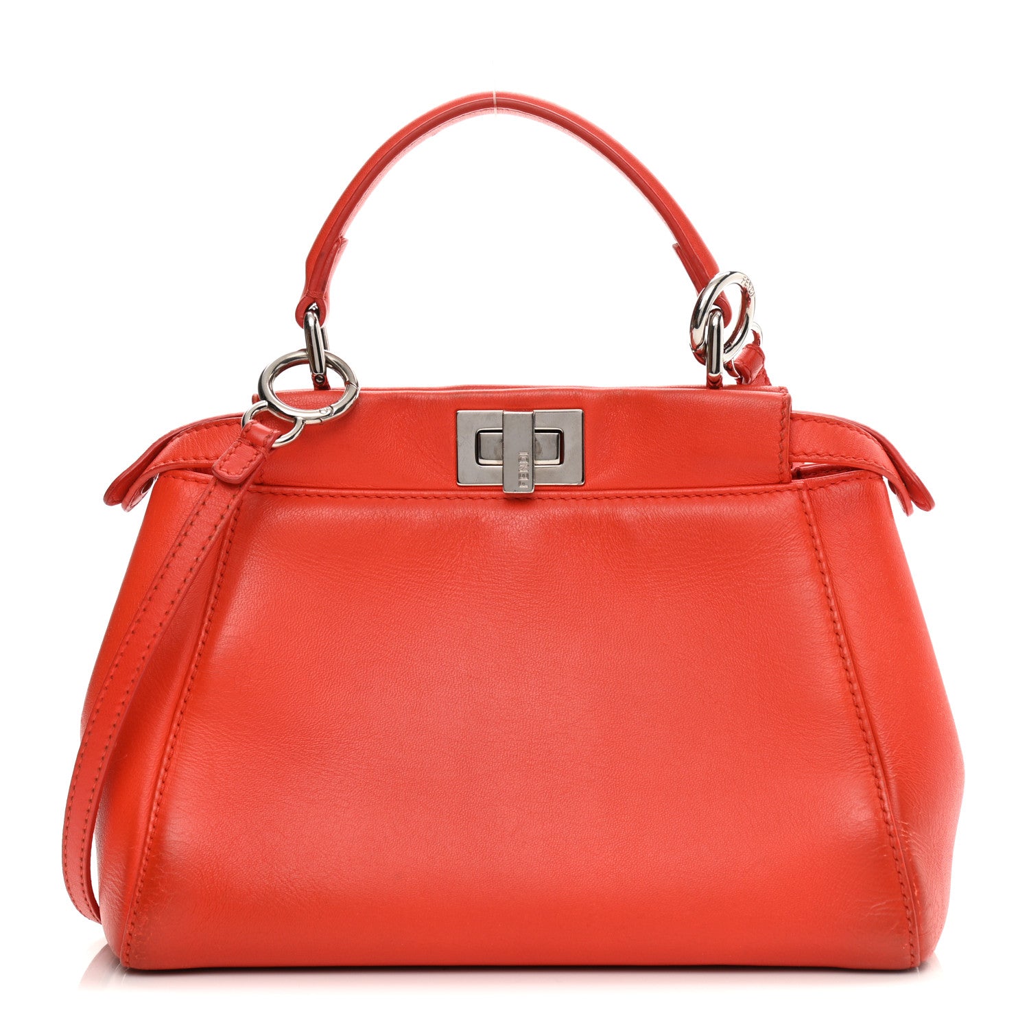 Fendi Nappa Mini Peekaboo Iconic Satchel Papavero 1 of 12