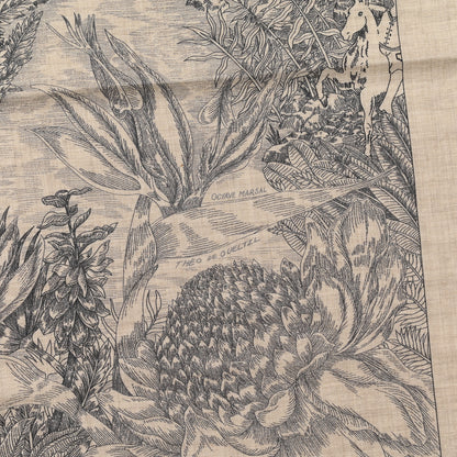 Hermes Cashmere Silk Faubourg Tropical Shawl 140 Naturel Gris Anthracite 4 of 5