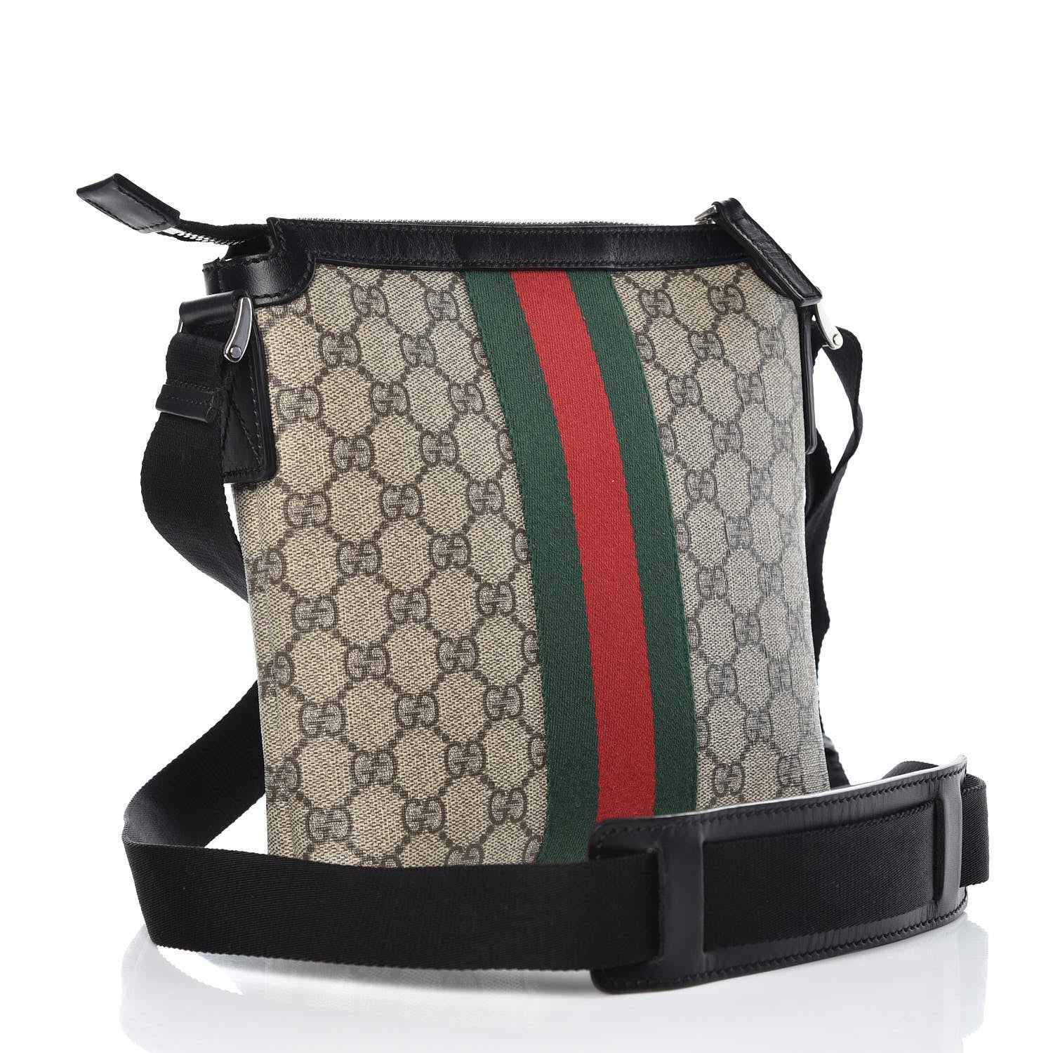 Gucci GG Supreme Monogram Web Messenger Bag Black 3 of 12
