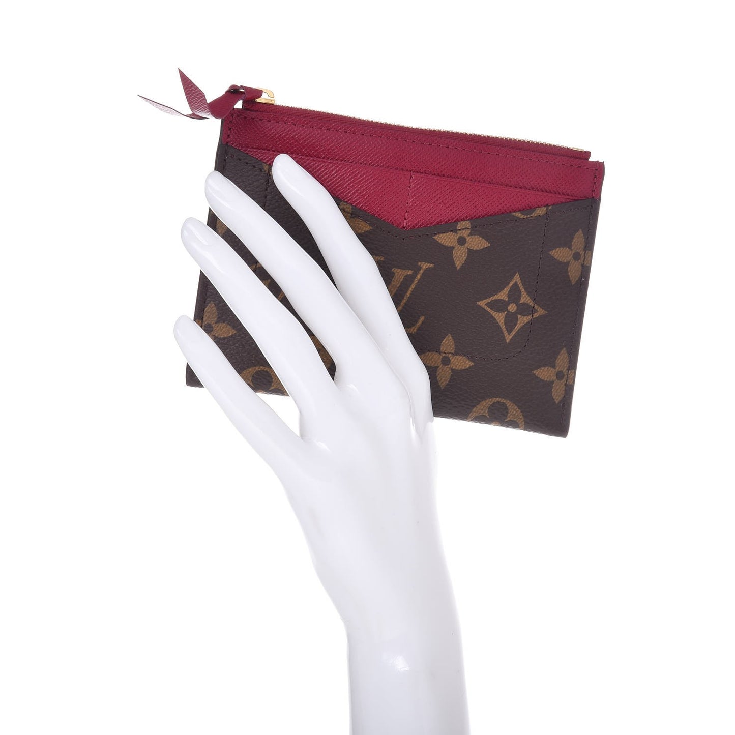 Monogram Zipped Card Holder Fuchsia