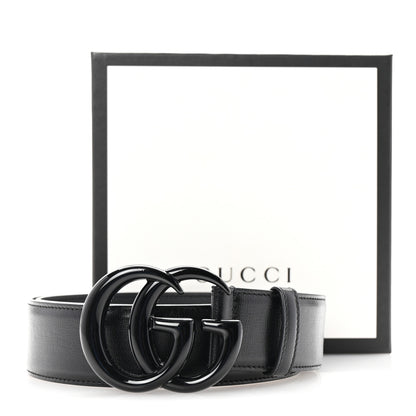 Gucci Azalea Calfskin Enamel Monochrome Double G 40mm Belt 90 36 Black 6 of 6