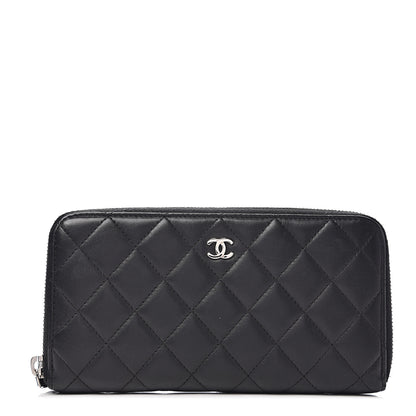 Chanel Lambskin Quilted Large Gusset Zip Around Wallet Black 1 of 7