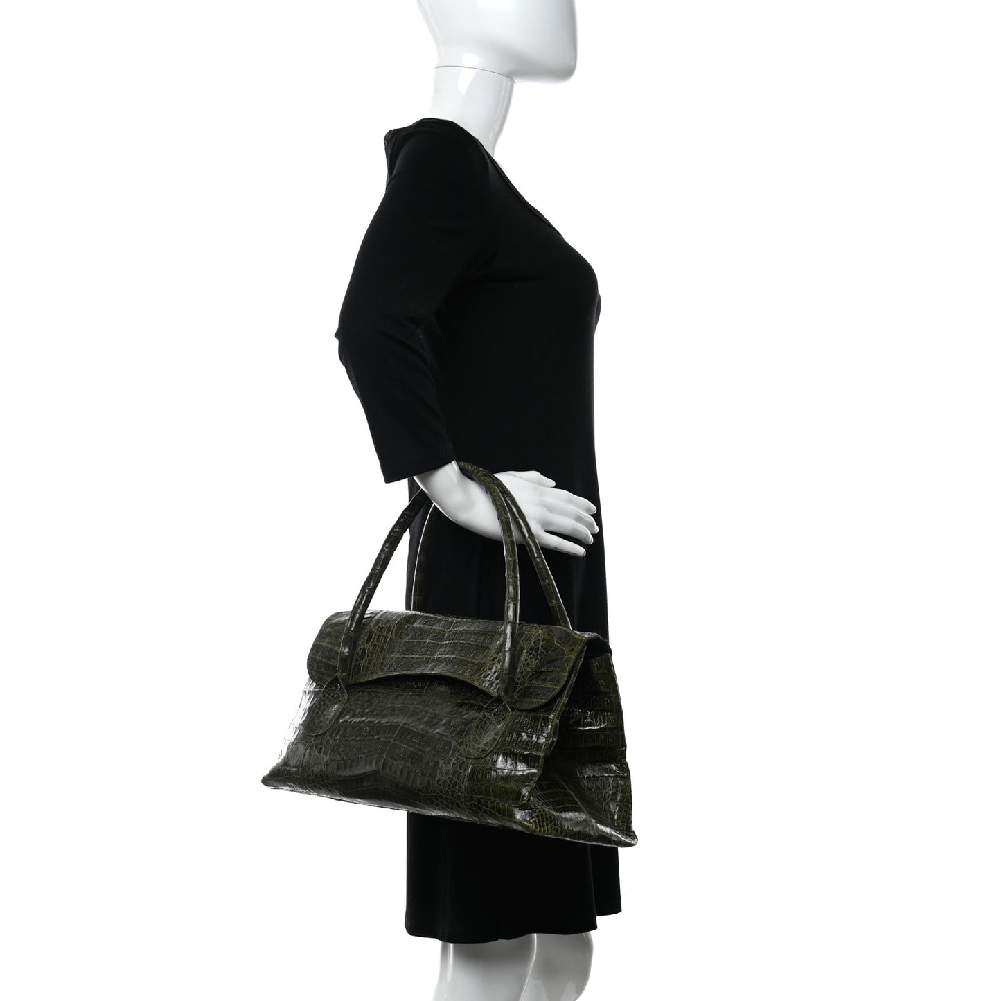 Crocodile Double Handle Satchel Green