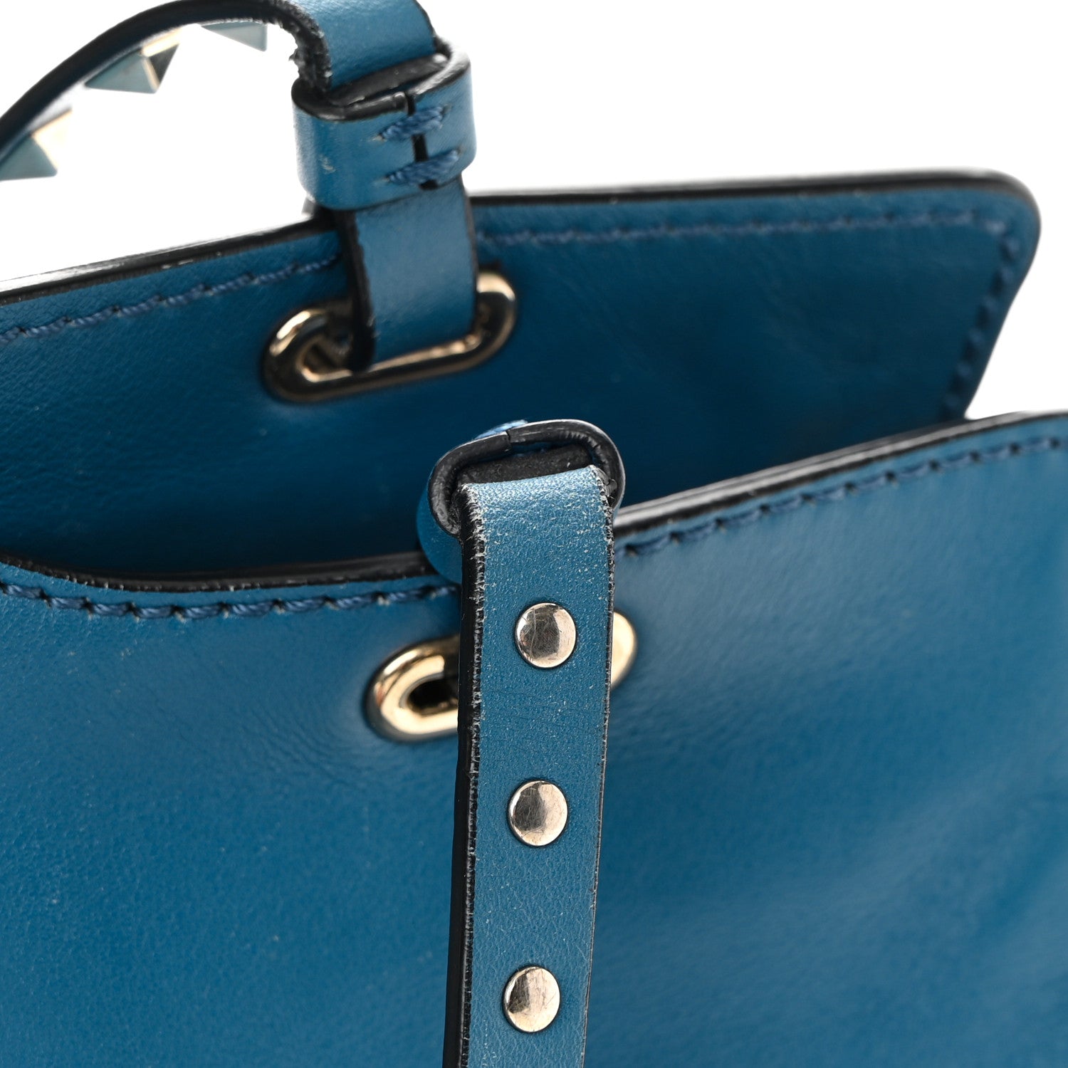 Valentino Garavani Calfskin Medium Rockstud Tote Blue 22 of 25